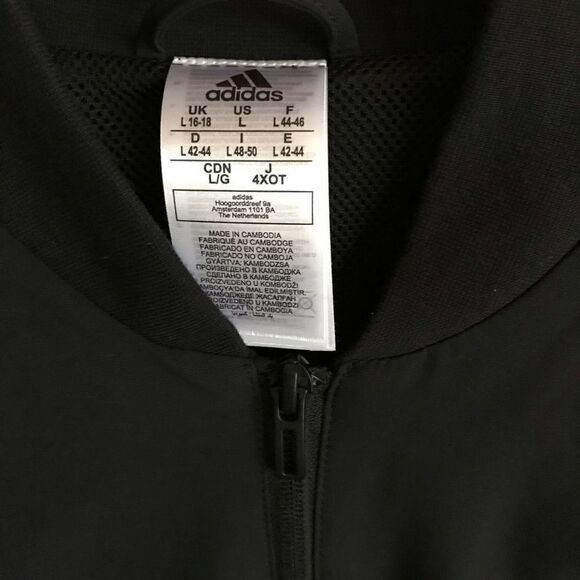 Adidas Jacket Size Large Black Athletic Workout three stripes Athleisure - Picture 4 of 4